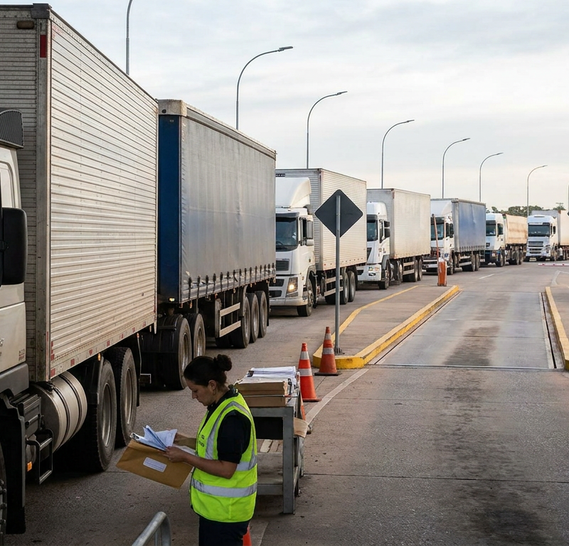 Capa do artigo: Transporte Brasil–Uruguai: fronteiras, documentos e riscos